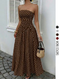 SC Polka Dot Print Wrap Chest Maxi Dress GSRX-813