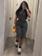 SC Fashion Washed Short Sleeve Two Piece Shorts Set TR-1361