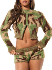 SC Knits Camouflage Print Long Sleeve Short Suit TR-1362
