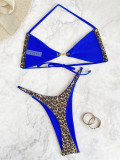 SC Leopard Print Backless Tie Up Bikinis 2 Piece Swimsuit CASF-6722