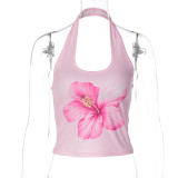 SC Print Sleeveless Halterneck Tank Tops LJSF-T6321200X