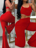 SC Solid Color Knits Backless Flare Jumpsuit GHYX-JYP7005