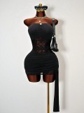SC Solid Color Lace Patchwork Tube Top Dress GHYX-TJY8210