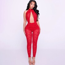 SC Deep V Neck Backless Lace Jumpsuit GPBY-SU8344