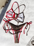 SC Color Block Backless Tie Up Bikinis 2 Piece Swimsuit CASF-6751