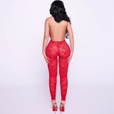 SC Deep V Neck Backless Lace Jumpsuit GPBY-SU8344