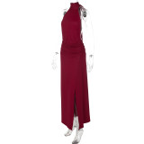 SC Halterneck Backless Sleeveless Split Maxi Dress LJSF-D6121027X