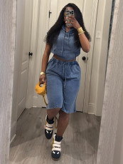 SC Fashion Washed Short Sleeve Two Piece Shorts Set TR-1361