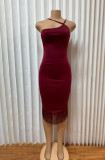 SC Halterneck Tassel Sleeveless Midi Dress GADE-2838