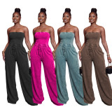 SC Casual Washed Tube Top Wide Leg Jumpsuit TR-1360