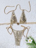 SC Snake Print Halterneck Tie Up Two Piece Swimsuit CASF-6785