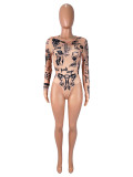 SC Print Long Sleeve Tight Bodysuit SHD-9968