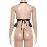 SC Solid-Color Ice-Silk Halter-Neck Backless Top GZJQ-K6B00023A