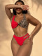 SC Leopard Print Color Block Bikinis 2pcs Swimsuit CASF-6762