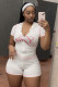SC Letter Print Short Sleeve Two Piece Shorts Set QXLB-10170