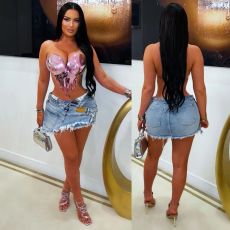 SC Sexy Denim Irregular Mini Skirts LSD-2769