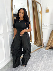SC Solid Color Sleeveless Vest Wide Leg Pants 2 Piece Set SFY-838