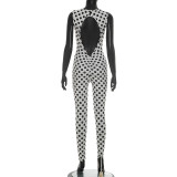 SC Square Neck Backless Print Jumpsuit MXBF-J26JP025
