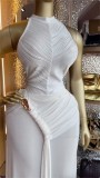 SC Sleeveless Pleated Slim Maxi Dress GCNE-73599