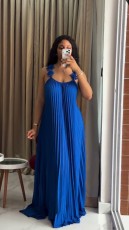 SC Cross Backless Pleated Maxi Dress GMSF-9439-2