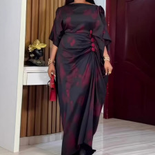 SC Bat Sleeve O Neck Print Maxi Dress GKEN-ADR060406