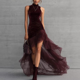 SC Sleeveless Ruched Irregular Maxi Dress GWDS-260106