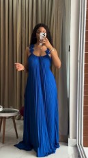 SC Cross Backless Pleated Maxi Dress GMSF-9439-2