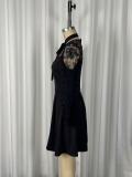 SC Lace Long Sleeve Mesh Patchwork Mini Dress GWDS-260304