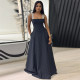 SC Lace Sling Stripe Big Swing Maxi Dress GANY-LB2923