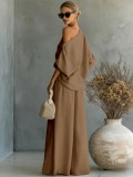 SC Solid Color Half Sleeve Two Piece Pants Set GWDS-260322