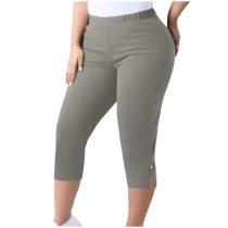 SC Plus Size Solid Color Split Seventh Pants GYZY-66811