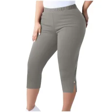 SC Plus Size Solid Color Split Seventh Pants GYZY-66811