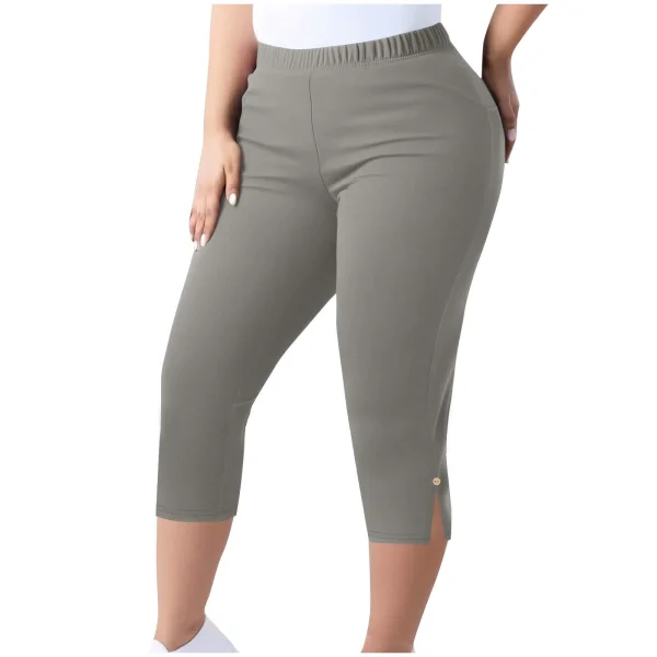 SC Plus Size Solid Color Split Seventh Pants GYZY-66811