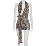 SC Leopard Print Backless Romper GDSF-D26RP008