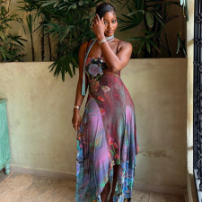 SC Print Spaghetti Straps Maxi Dress GJYO-JD305119