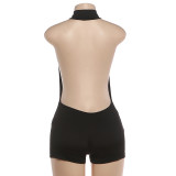 SC Backless Sleeveless Solid Color Romper(Without Belt) DLSF-K25Q91369A