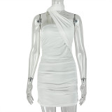 SC Solid Color Halterneck Tie Up Mini Dress GJYO-JD305111