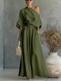 SC Solid Color Half Sleeve Two Piece Pants Set GWDS-260322