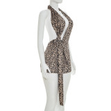 SC Leopard Print Backless Romper GDSF-D26RP008