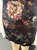 SC Lace Mesh Patchwork Print Mini Dress GWDS-260306