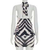 SC Zebra Print Off Shoulder Mini Dress GSZM-J26DS100