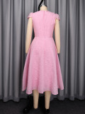 SC Plus Size Bow Tie Sleeveless Slim Midi Dress  GKEN-ADR060137