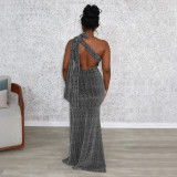 SC Single Shoulder Sleeveless High Split Maxi Dress CYA-902227
