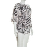 SC Zebra-print Mesh Top Two Piece Shorts Set GSZM-J26ST109