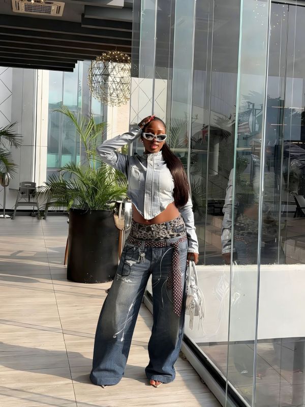 SC Leopard Print Patchwork Straight Jeans GYLN-4954