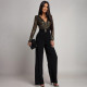 SC Long Sleeve V Neck Sequin Jumpsuit CYA-902224