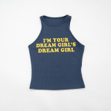 SC Letter Print Sleeveless Tank Tops GSZM-D26TP078