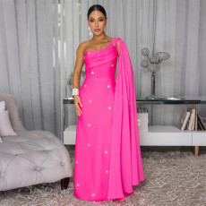 SC Sexy Sleeveless Single Shoulder Maxi Dress CYA-902277