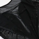SC Mesh Patchwork Hot Drill Mini Dress CYA-902199