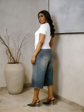 SC Plus Size Washed Wide Leg Seventh Jeans GYLN-0758